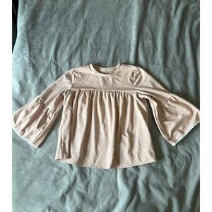 Garage Grg Pink Bell Sleeve Lace Trim Babydoll Top Small